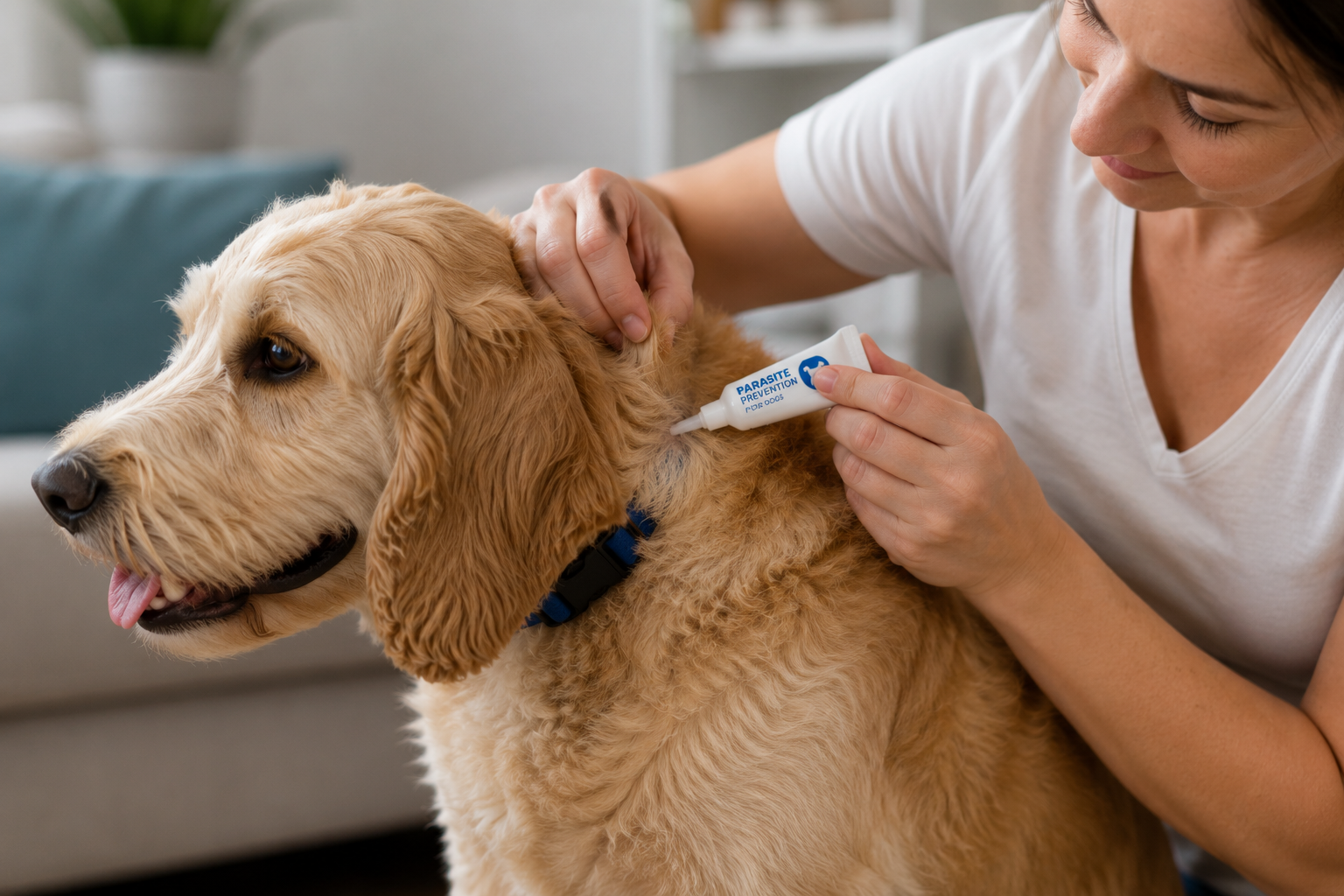 Applying parasite prevention as part of preventing dog skin irritation